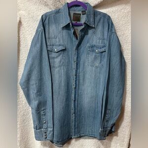 Roper Men’s Western Denim Snap Shirt — Size XL NWT